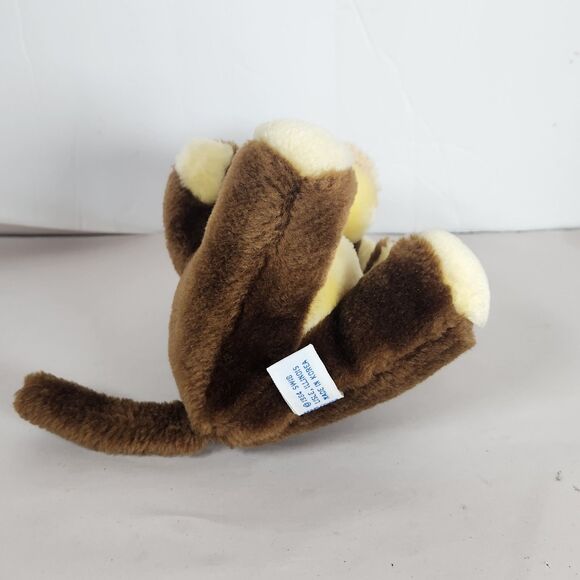 vintage monkey brown beige   Plush Vintage‎  7in sitting plastic eyes 1984 - Picture 5 of 11